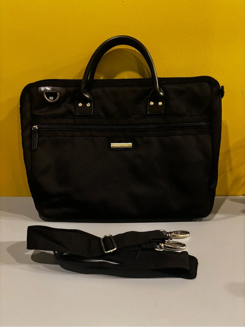 Black Men's Briefcase with Detachable Shoulder Strap0708